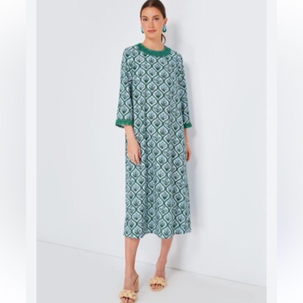 Tuckernuck Green Hyacinth Medallion Beaded Jamie 3/4 sleeve maxi dress size S